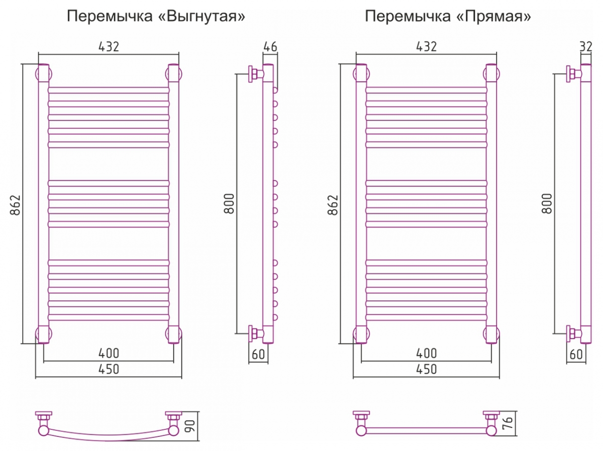 Полотенцесушитель водяной Сунержа Богема+ 800x400