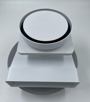 Теневой диффузор для натяжного потолка FoZa d150мм с вентилятором на шарикоподшипнике d100мм с выходом на трубу 60х120мм